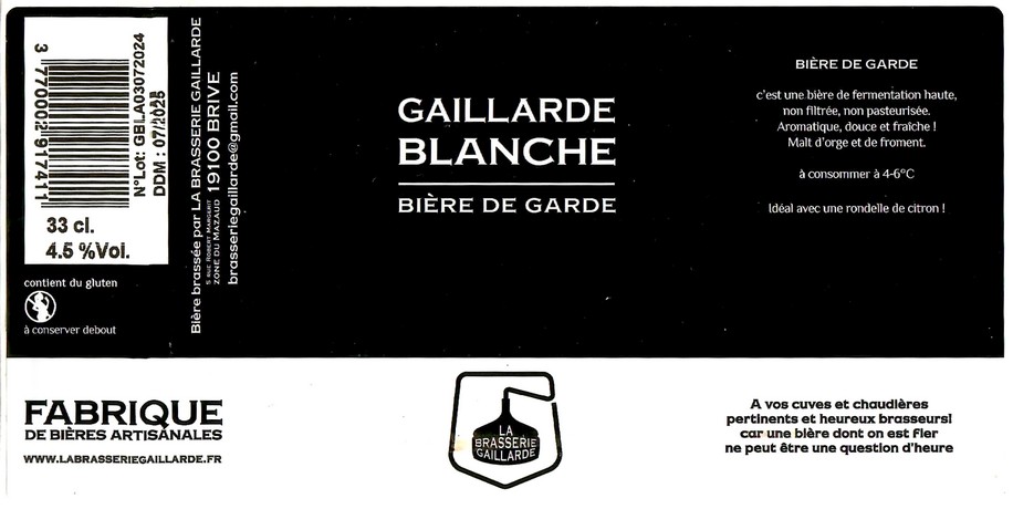 Etiquette BRASSERIE LA BRASSERIE GAILLARDE 74