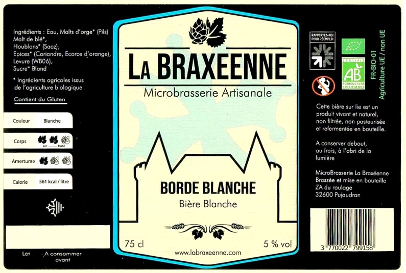 Etiquette BRASSERIE LA BRAXEENNE 22