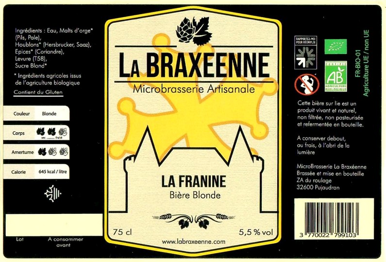 Etiquette BRASSERIE LA BRAXEENNE 23