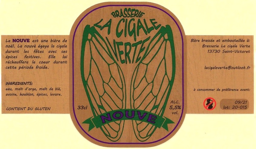 etiquette BRASSERIE LA CIGALE VERTE 08