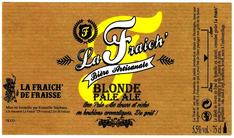 etiquette BRASSERIE LA FRAICH 07
