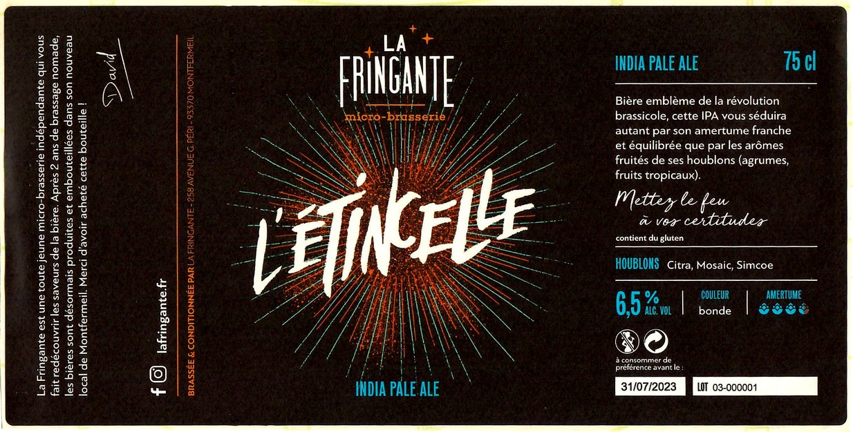 Etiquette BRASSERIE LA FRINGANTE 13