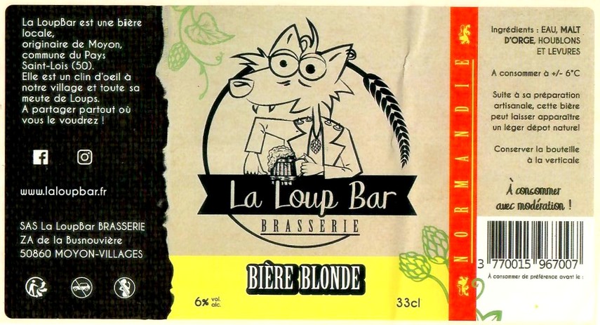 Etiquette BRASSERIE LA LOUP BAR 18