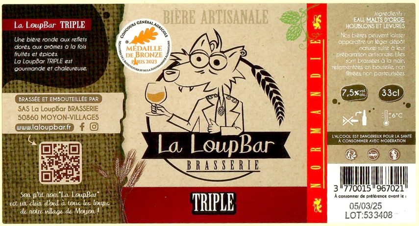 Etiquette BRASSERIE LA LOUP BAR 21