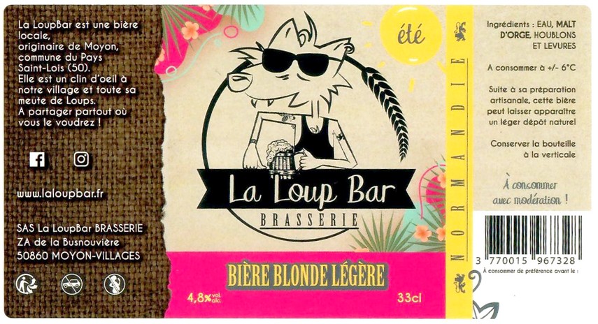 Etiquette BRASSERIE LA LOUP BAR 24