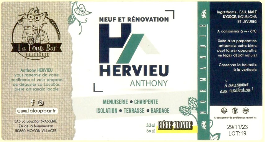 Etiquette BRASSERIE LA LOUP BAR 50