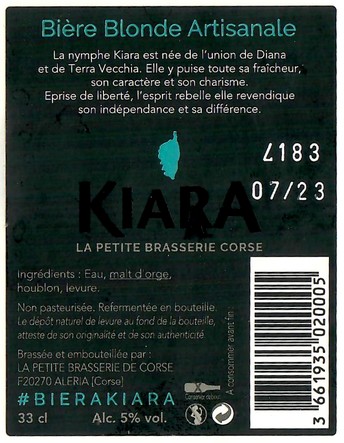 Etiquette BRASSERIE LA PETITE BRASSERIE DE CORSE 14B