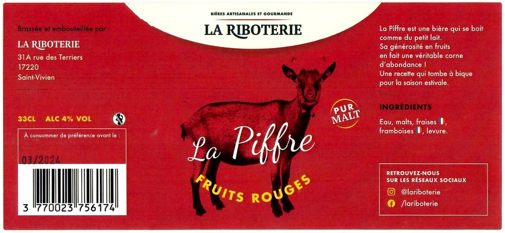 Etiquette BRASSERIE LA RIBOTERIE 08