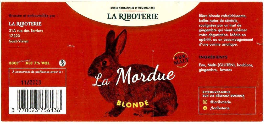 Etiquette BRASSERIE LA RIBOTERIE 10