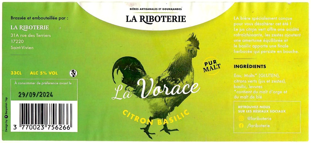Etiquette BRASSERIE LA RIBOTERIE 11