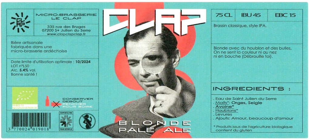 Etiquette BRASSERIE LE CLAP 11