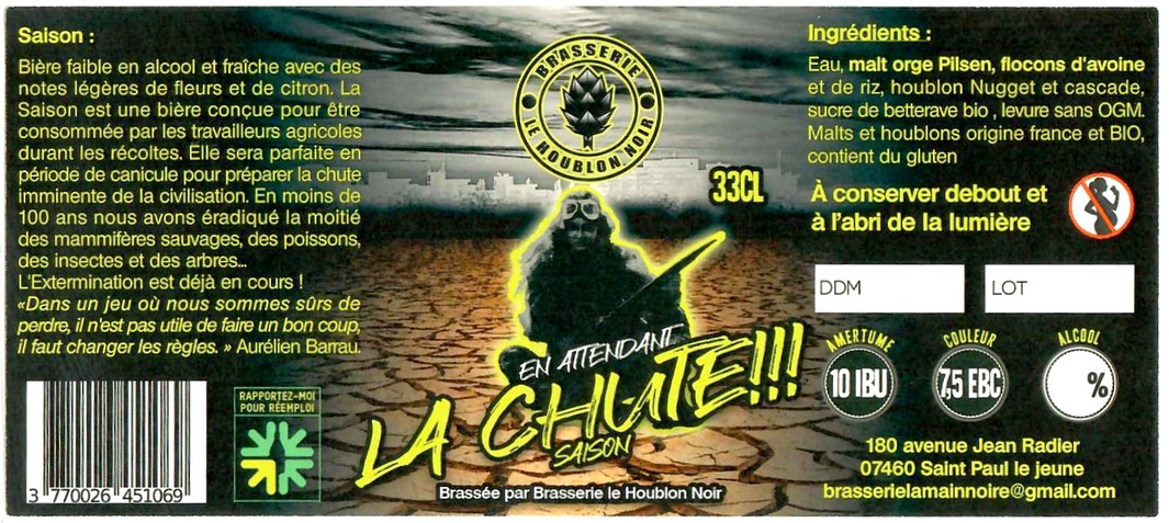 Etiquette BRASSERIE LE HOUBLON NOIR 01