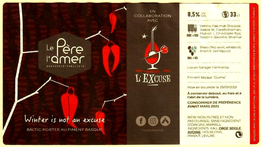 etiquette BRASSERIE LE PERE L'AMER 35