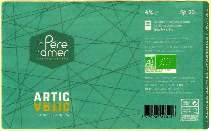 etiquette BRASSERIE LE PERE L'AMER 47
