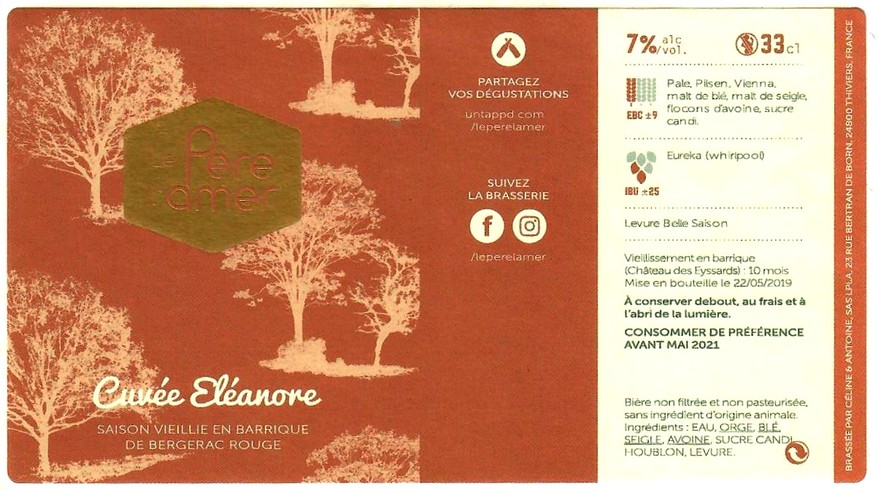 etiquette BRASSERIE LE PERE L'AMER 66