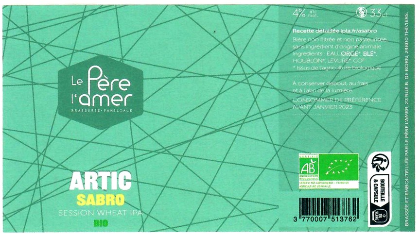 etiquette BRASSERIE LE PERE L'AMER 74