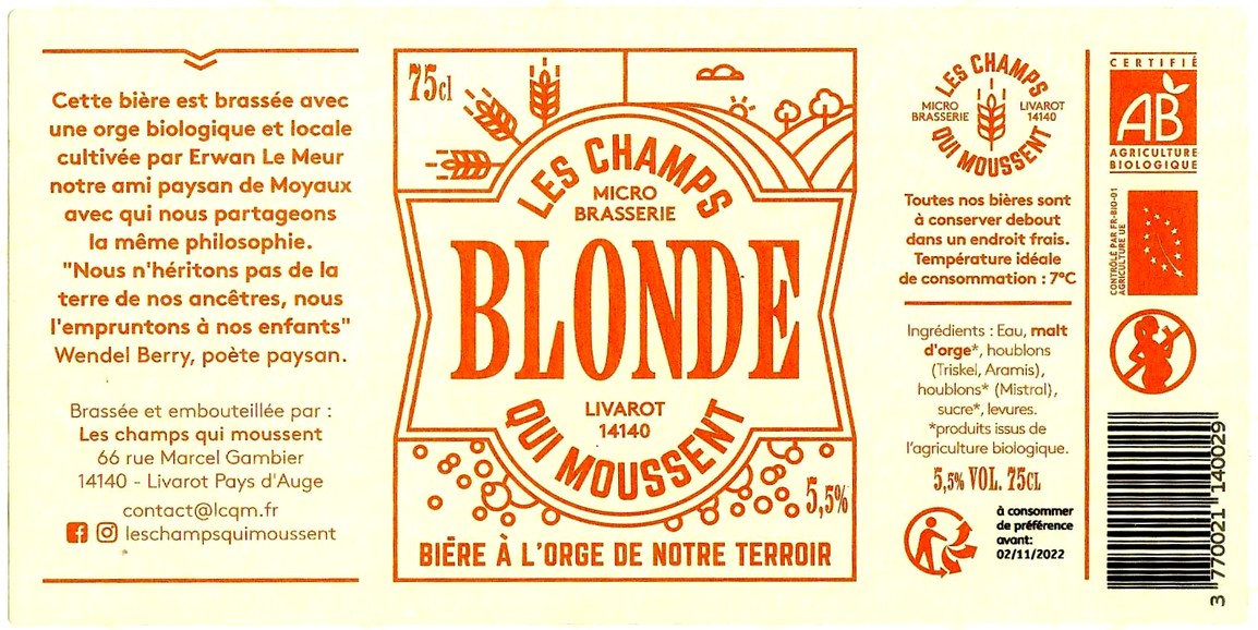 Etiquette BRASSERIE LES CHAMPS QUI MOUSSENT 09