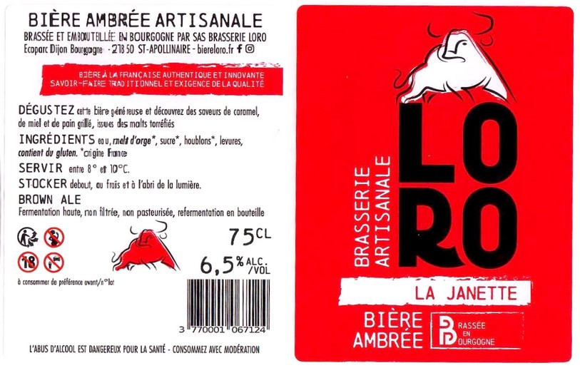 Etiquette BRASSERIE LORO 38