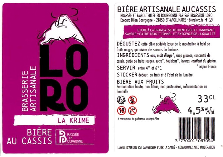 Etiquette BRASSERIE LORO 40