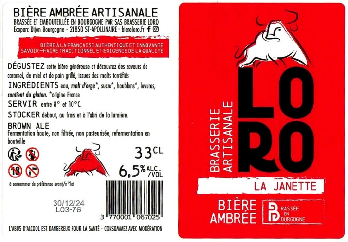 Etiquette BRASSERIE LORO 53