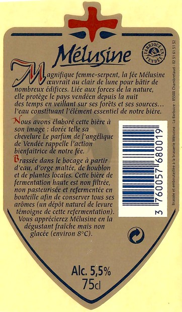 Etiquette BRASSERIE MELUSINE 21B