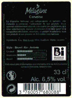 Etiquette BRASSERIE MELUSINE 59B