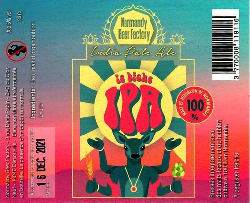 etiquette BRASSERIE NORMANDY BEER FACTORY 15