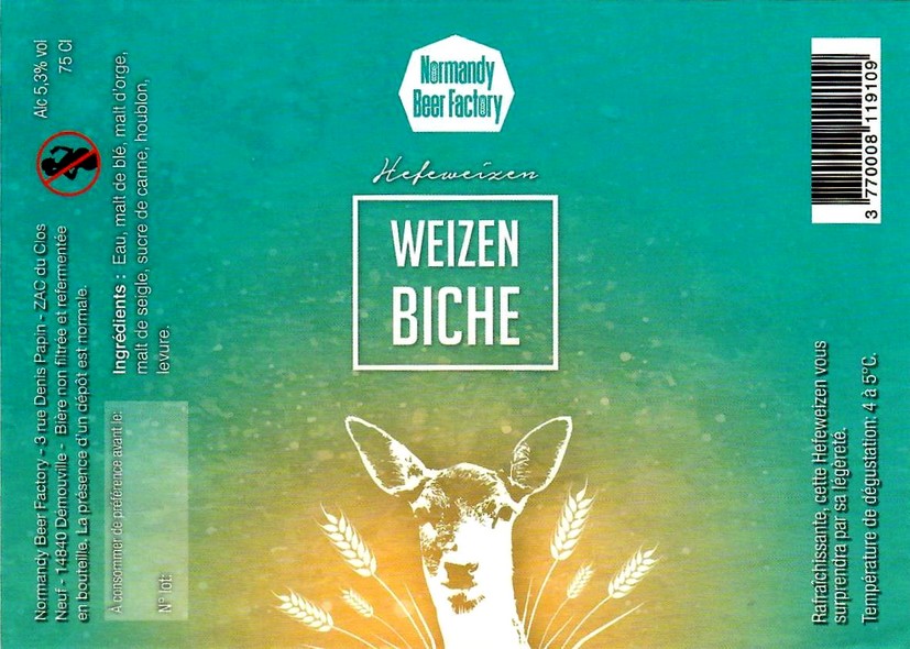 etiquette BRASSERIE NORMANDY BEER FACTORY 20
