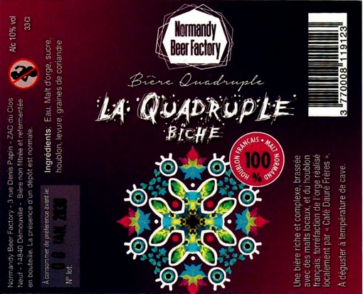 etiquette BRASSERIE NORMANDY BEER FACTORY 22
