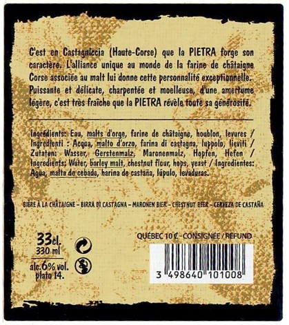 Etiquette BRASSERIE PIETRA 28B
