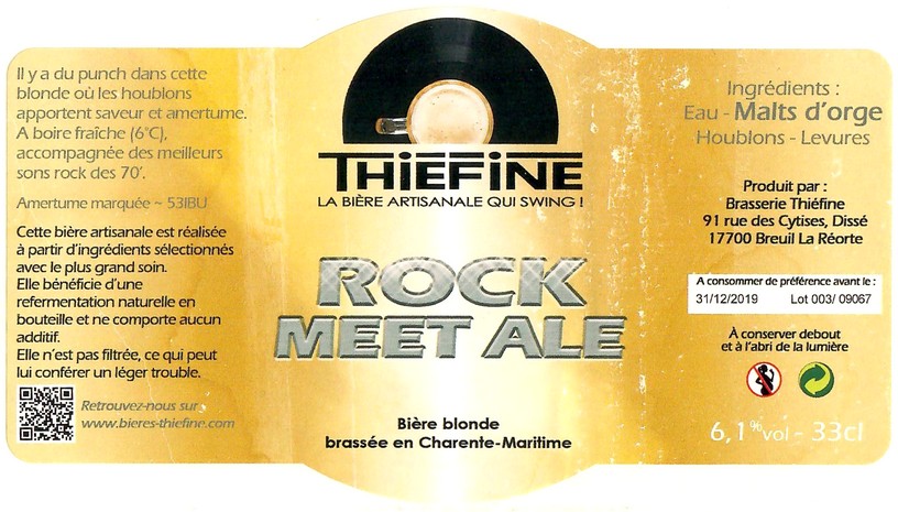 Etiquette BRASSERIE THIEFINE 07