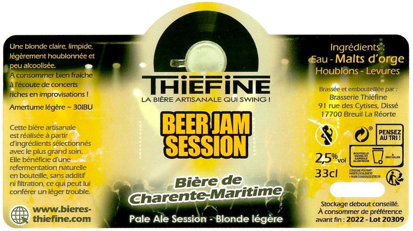 Etiquette BRASSERIE THIEFINE 12