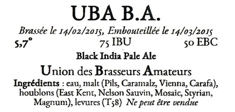 Etiquette BRASSERIE UNION DES BRASSEURS AMATEURS 02