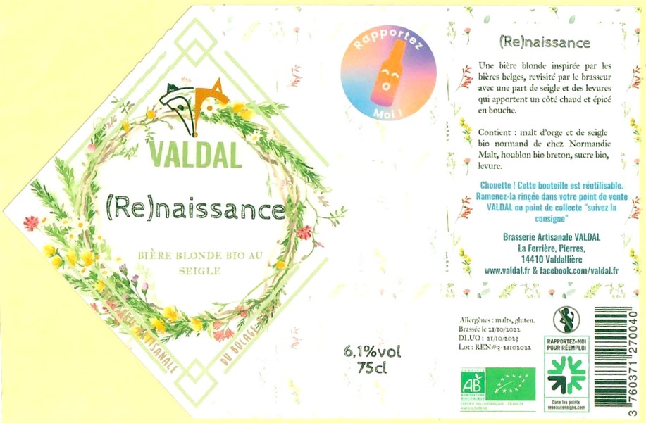 Etiquette BRASSERIE VALDAL 21