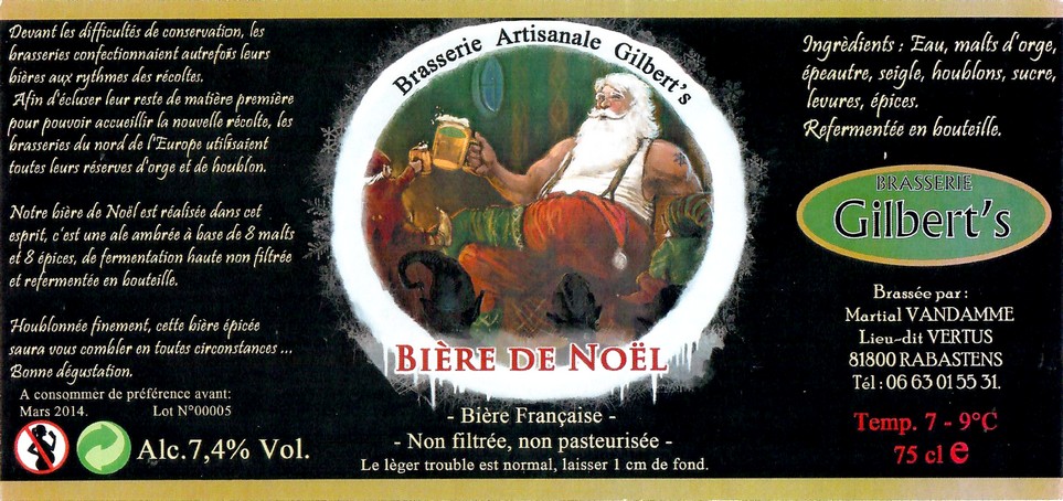 Etiquette BRASSERIE GILBERT'S 02