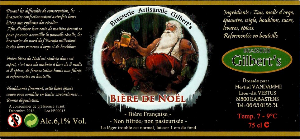 Etiquette BRASSERIE GILBERT'S 04