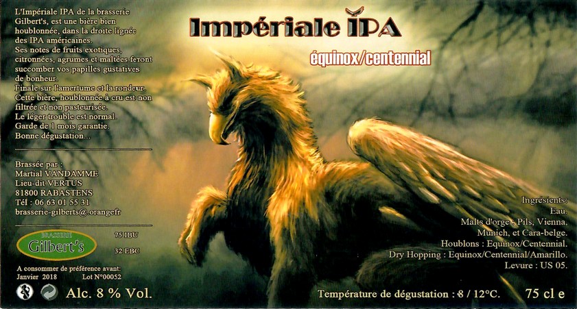 Etiquette BRASSERIE GILBERT'S 07