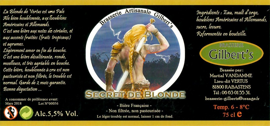 Etiquette BRASSERIE GILBERT'S 08