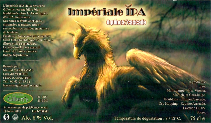 Etiquette BRASSERIE GILBERT'S 10