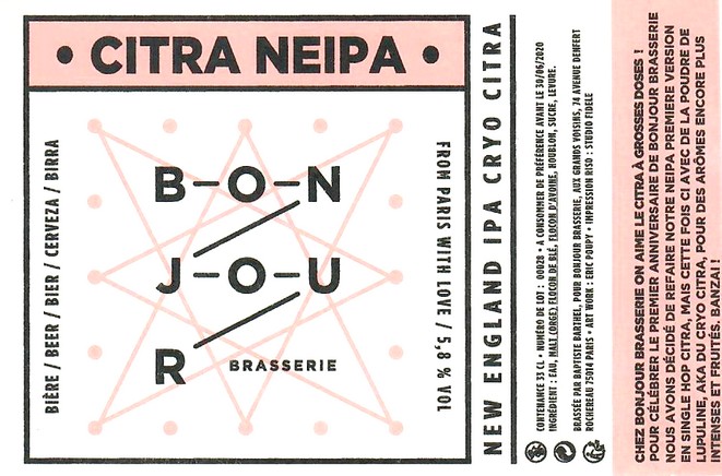 Etiquette BONJOUR BRASSERIE 07