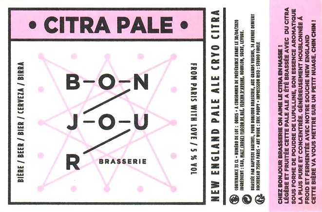 Etiquette BONJOUR BRASSERIE 08