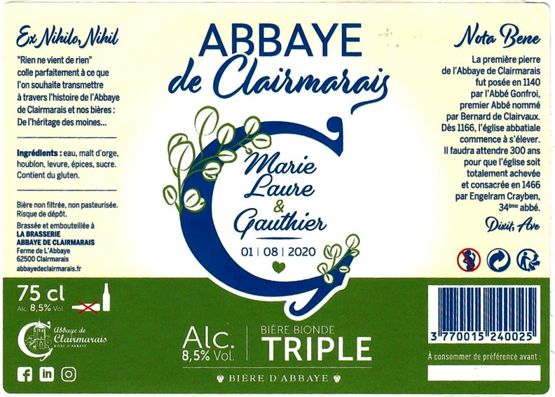 Etiquette BRASSERIE ABBAYE DE CLAIRMARAIS 09