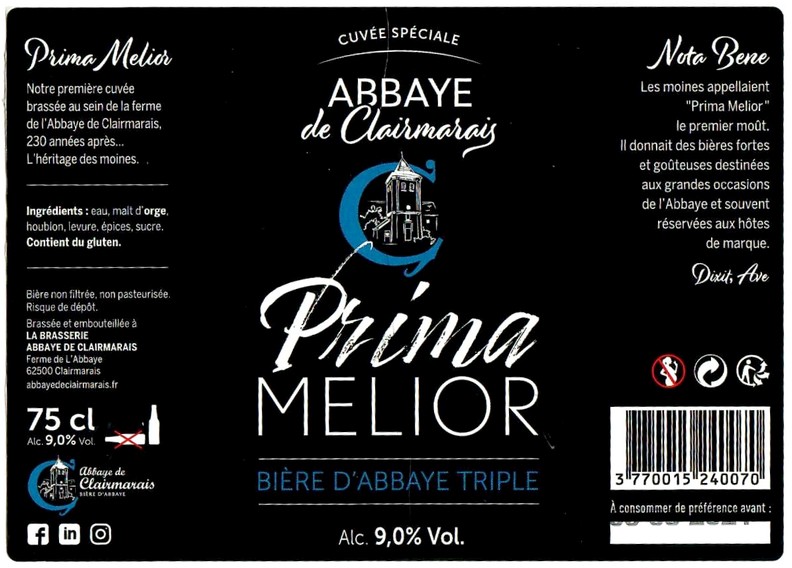 Etiquette BRASSERIE ABBAYE DE CLAIRMARAIS 11