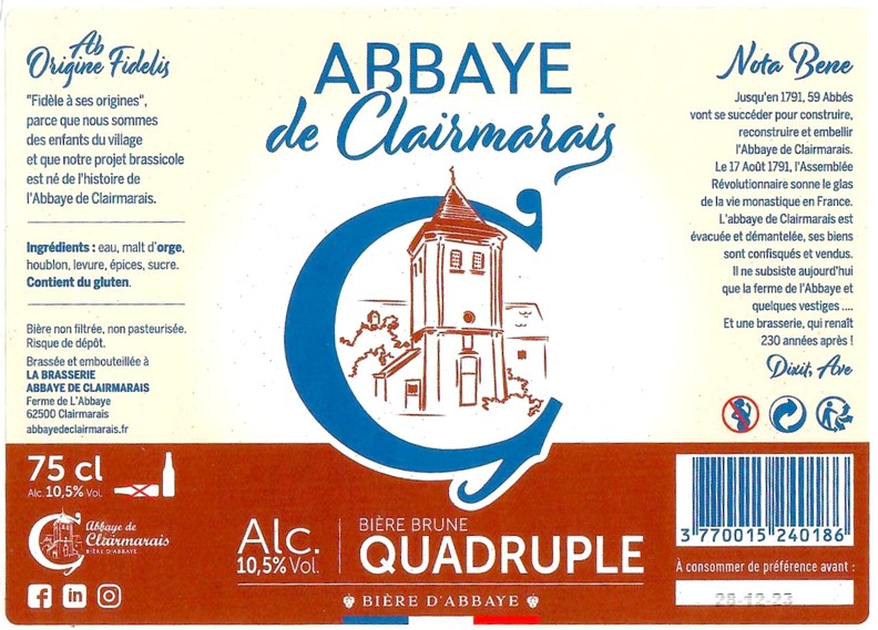 Etiquette BRASSERIE ABBAYE DE CLAIRMARAIS 21