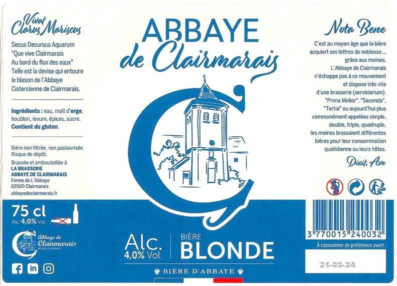 Etiquette BRASSERIE ABBAYE DE CLAIRMARAIS 22