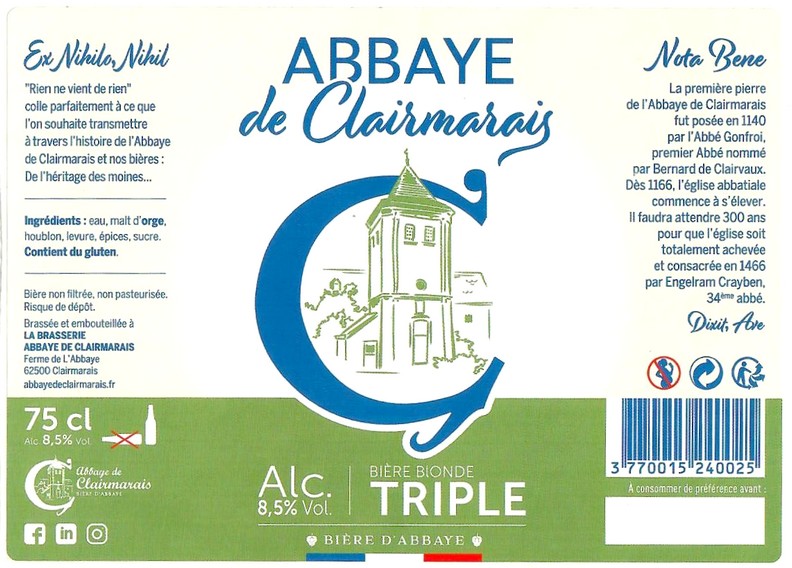 Etiquette BRASSERIE ABBAYE DE CLAIRMARAIS 23