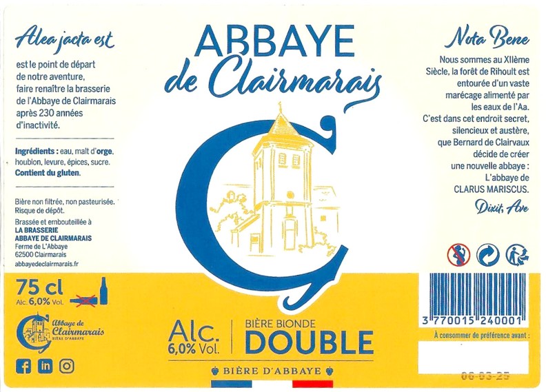 Etiquette BRASSERIE ABBAYE DE CLAIRMARAIS 24