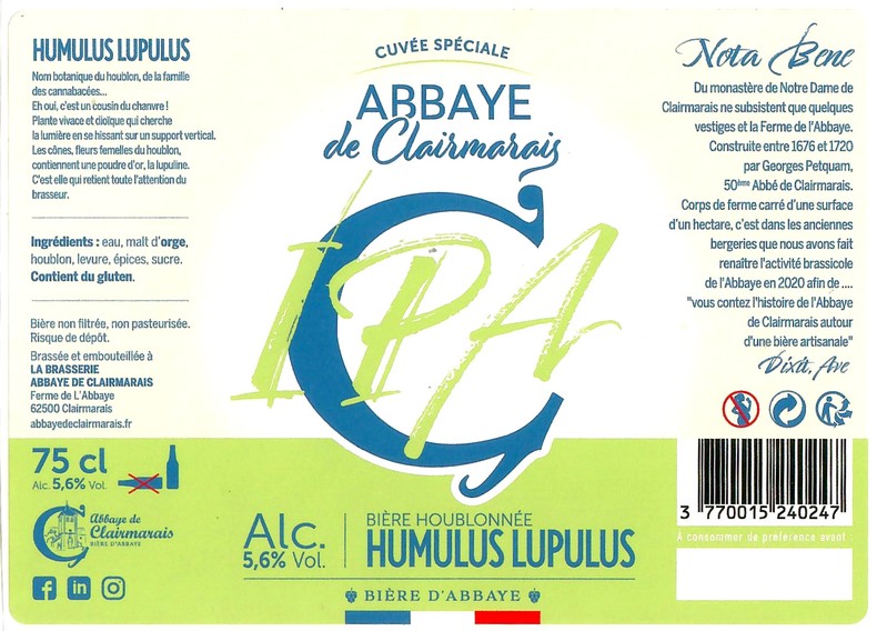 Etiquette BRASSERIE DE CLAIRMARAIS 30