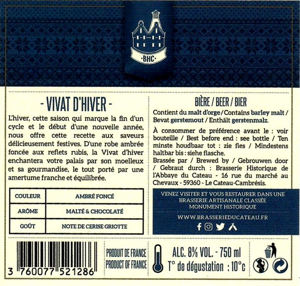 etiquette BRASSERIE ABBAYE DU CATEAU 54B