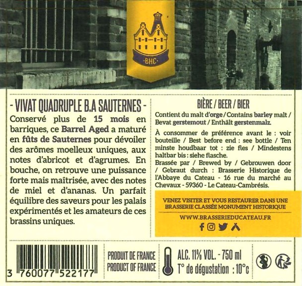 etiquette BRASSERIE DE L'ABBAYE DU CATEAU 71B